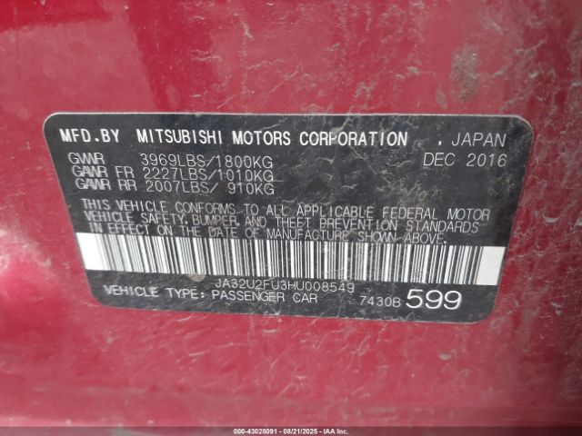 2017 MITSUBISHI LANCER JA32U2FU3HU008549 Photo 8