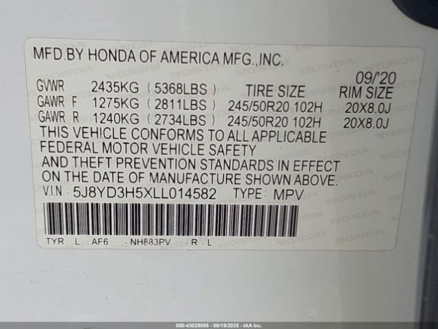 2020 ACURA MDX 5J8YD3H5XLL014582 Photo 8