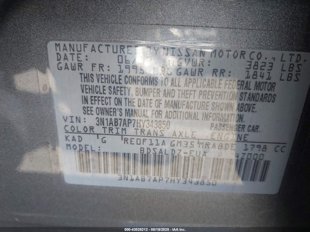 3N1AB7AP7HY343850 Nissan 2017