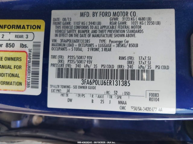 3FA6P0LU6ER131385 Ford Fusion