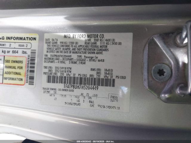 2017 FORD MUSTANG 1FATP8UH7H5204449 Photo 8