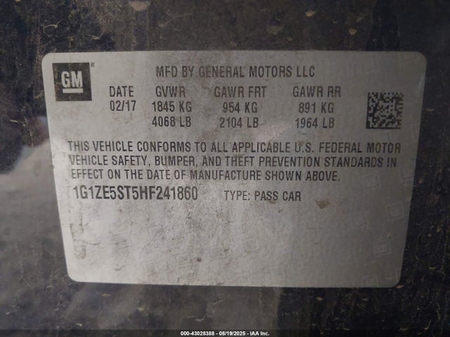 1G1ZE5ST5HF241860 Chevrolet lfv - di: direct injection, vvt: variable valve timing, gen 1