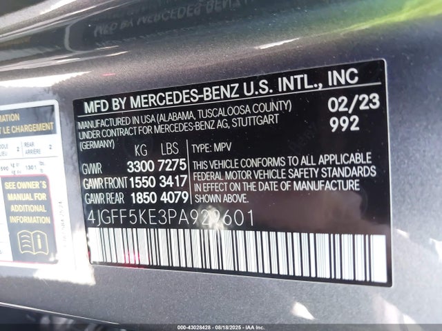 4JGFF5KE3PA929601 Mercedes-Benz m256
