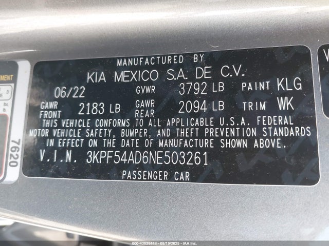 KIA mpi nu 2022 3KPF54AD6NE503261 Image 9