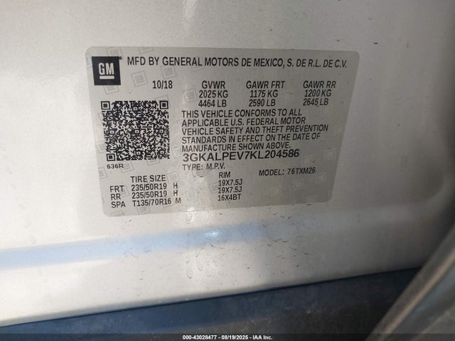 3GKALPEV7KL204586 GMC lyx - direct injection, vvt, fgt, turbo, alum, gen 1