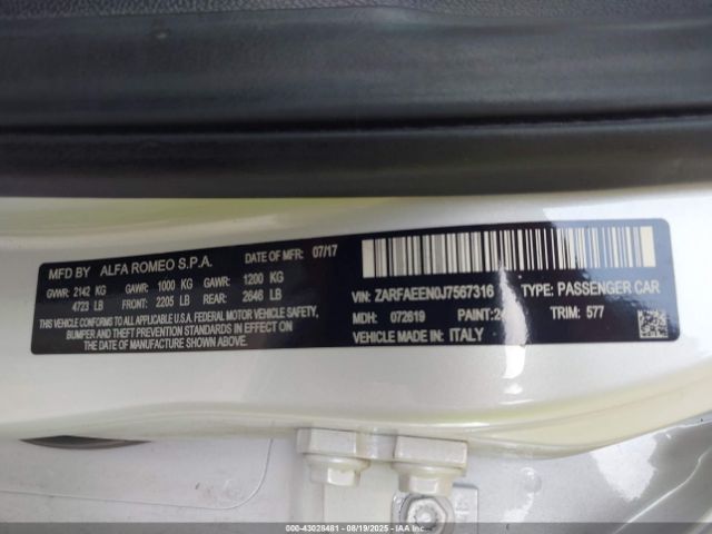 2018 ALFA ROMEO GIULIA ZARFAEEN0J7567316 Photo 8