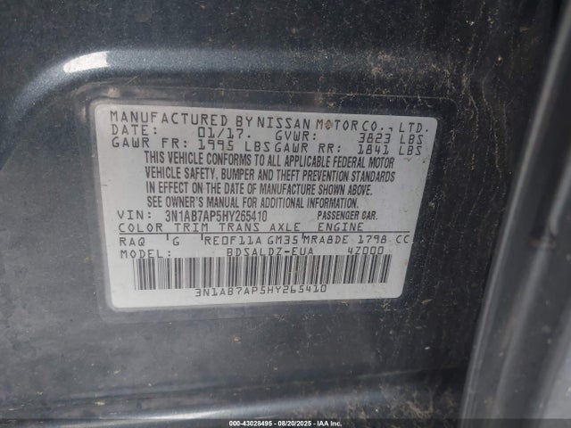 3N1AB7AP5HY265410 Nissan 2017