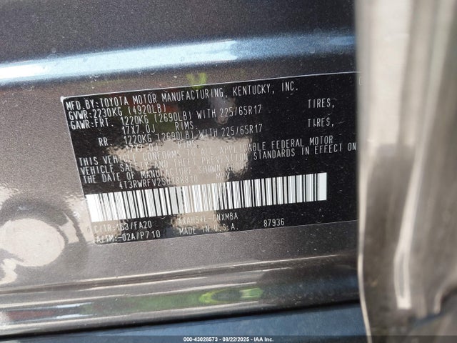 4T3RWRFV2SU188810 Toyota a25a-fxs