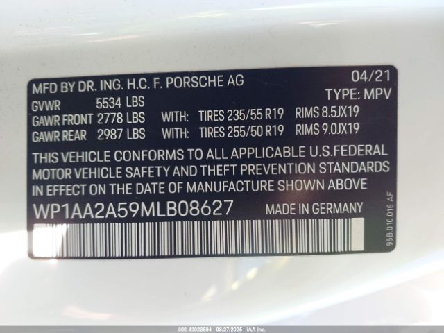 2021 PORSCHE MACAN WP1AA2A59MLB08627 Photo 8
