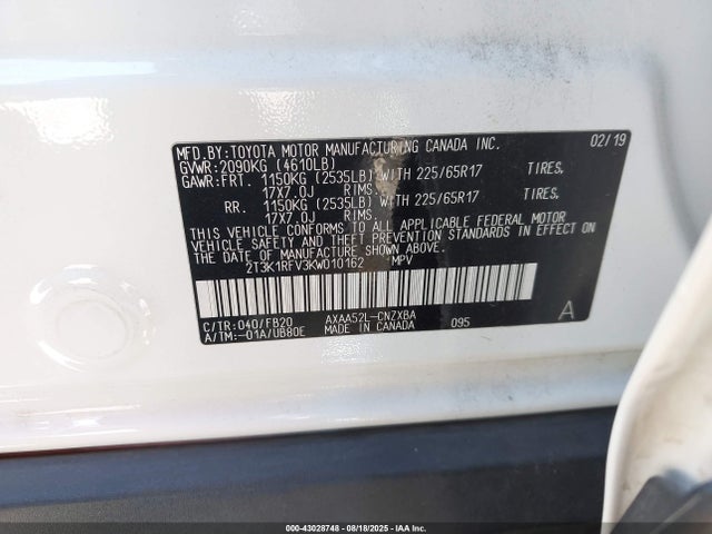 2T3K1RFV3KW010162 Toyota a25a-fks