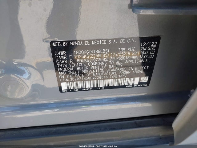 3CZRZ1H58PM726516 Honda k20z5
