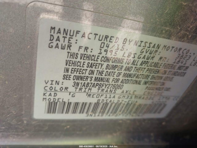 3N1AB7AP8FY276060 Nissan 2015