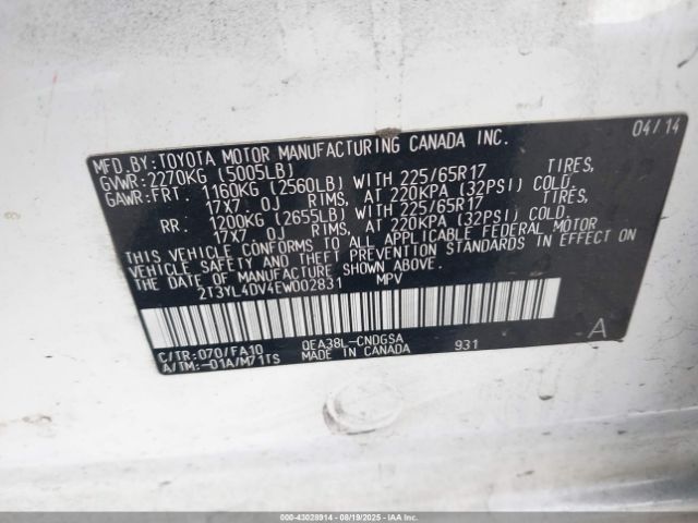 2014 TOYOTA RAV4 EV 2T3YL4DV4EW002831 Photo 8