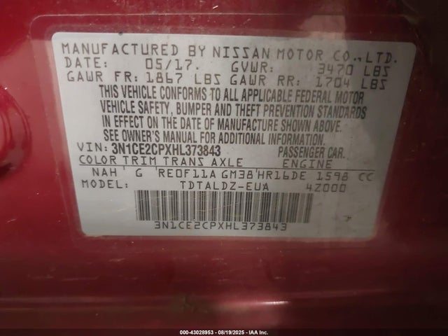 Nissan VERSA NOTE 2017 3N1CE2CPXHL373843 Image 9