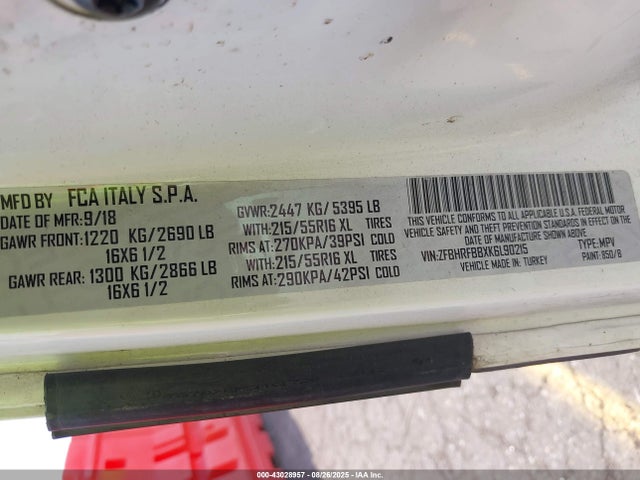ZFBHRFBBXK6L90215 RAM Promaster City Tradesman Slt