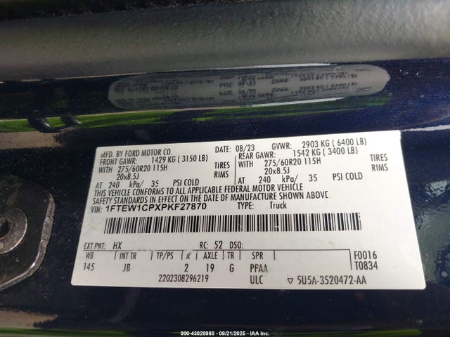 Ford 2.7l-4v 2023 1FTEW1CPXPKF27870 Image 9