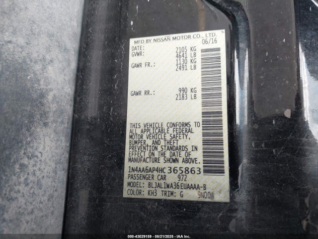Nissan Maxima 2017 1N4AA6AP4HC365863 Image 9