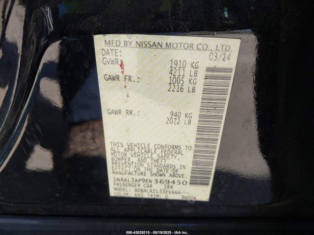 1N4AL3AP9EN369450 Nissan Altima