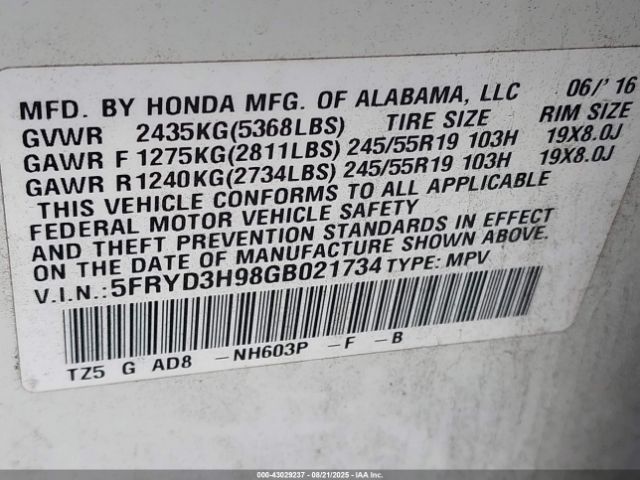 2016 ACURA MDX 5FRYD3H98GB021734 Photo 8