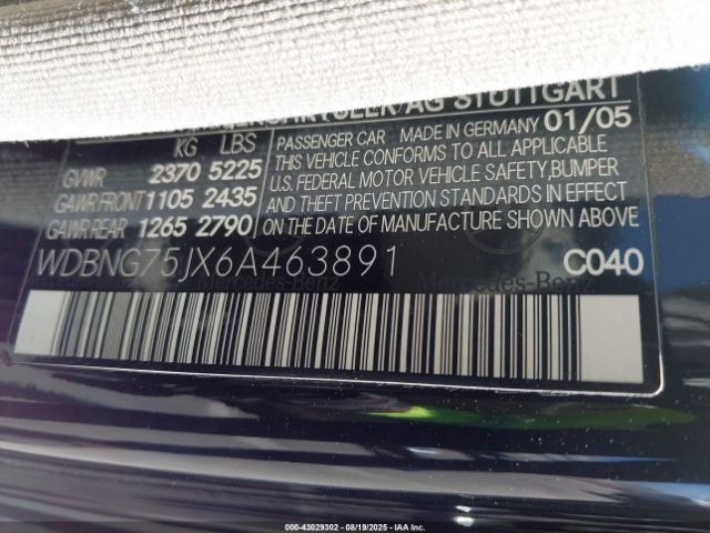 2006 MERCEDES-BENZ S 500 WDBNG75JX6A463891 Photo 8