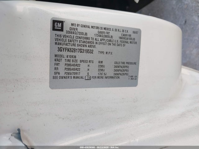 2007 CADILLAC ESCALADE EXT 3GYFK62817G319532 Photo 8