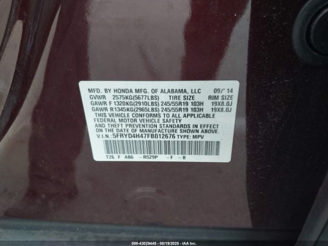 2015 ACURA MDX 5FRYD4H47FB012676 Photo 8