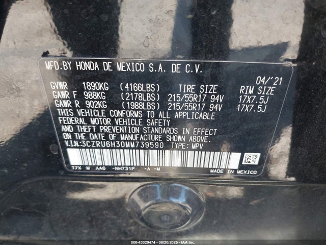 3CZRU6H30MM739590 Honda r18z9