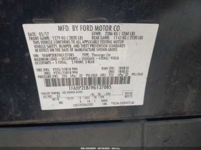 1FAHP2E87HG127085 Ford 3.5l ti-vct