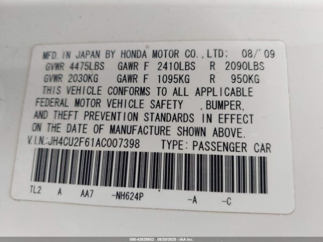 2010 ACURA TSX JH4CU2F61AC007398 Photo 8