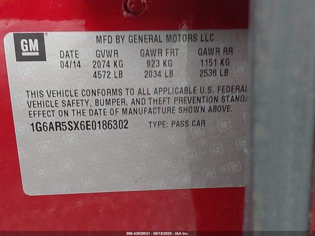 2014 CADILLAC CTS 1G6AR5SX6E0186302 Photo 8
