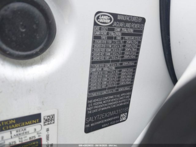 2021 LAND ROVER RANGE ROVER VELAR SALYT2EX2MA310185 Photo 8