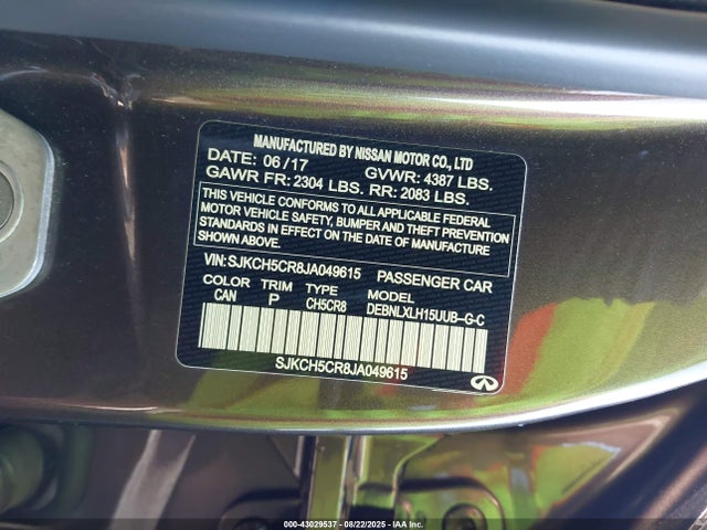 SJKCH5CR8JA049615 Infiniti m27020
