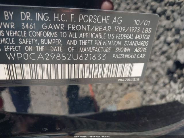 2002 PORSCHE BOXSTER WP0CA29852U621633 Photo 8