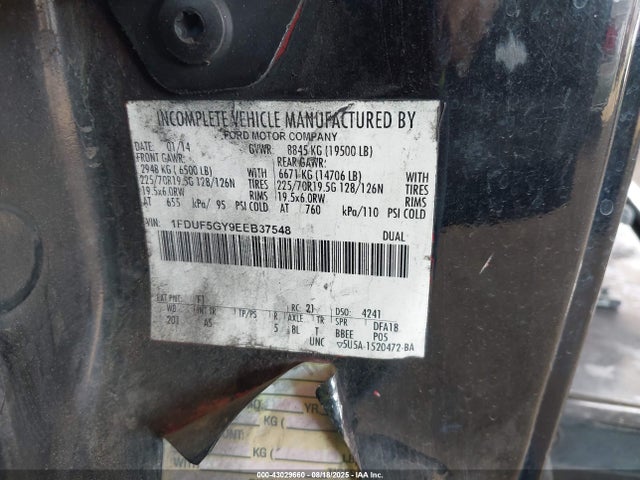 Auction sale of the 2014 Ford F-550 Chassis Xl, vin: 1FDUF5GY9EEB37548, lot number: 43029660
