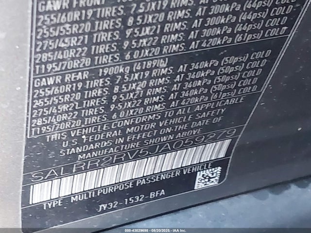 Land Rover aj126 2018 SALRR2RV5JA059279 Image 9