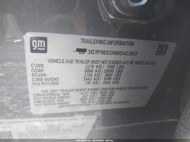 3GTP9EED5MG423607 GMC l84 - di, alum, gen 5, var 2