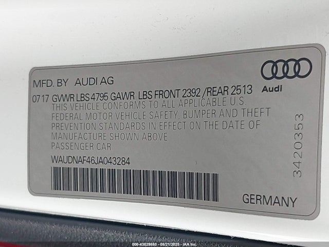 Audi A4 2018 WAUDNAF46JA043284 Image 9