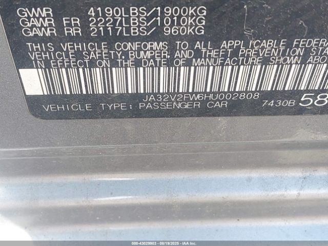 2017 MITSUBISHI LANCER JA32V2FW6HU002808 Photo 8