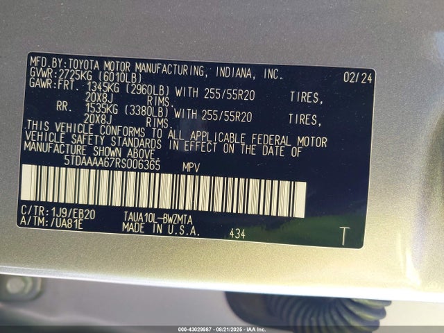 Lexus t24a-fts 2024 5TDAAAA67RS006365 Image 9