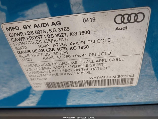 Audi 2019 2019 WA1VABGEXKB012903 Image 9