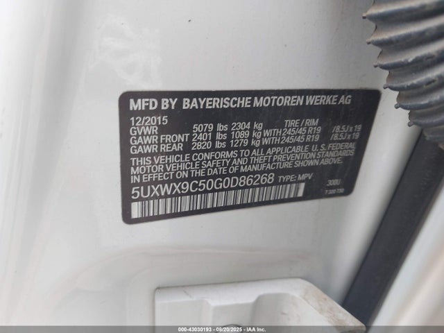 5UXWX9C50G0D86268 BMW X3