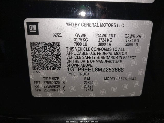 1GTP9EEL8MZ253668 GMC l87 - di dfm, alum, gen 5