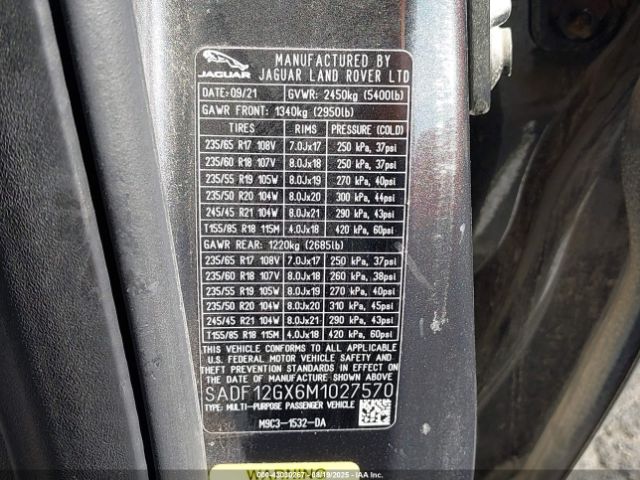 2021 JAGUAR E-PACE SADF12GX6M1027570 Photo 8