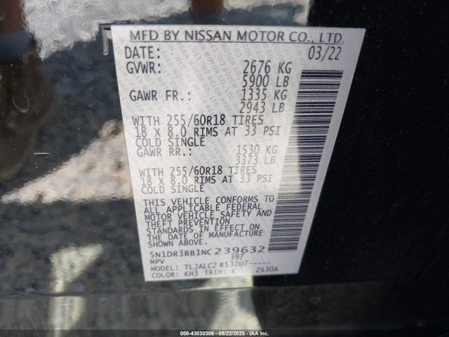 Nissan 2022 2022 5N1DR3BB1NC239632 Image 9