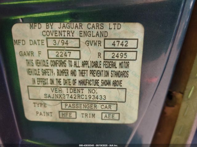 1994 JAGUAR XJS SAJNX2742RC193433 Photo 8