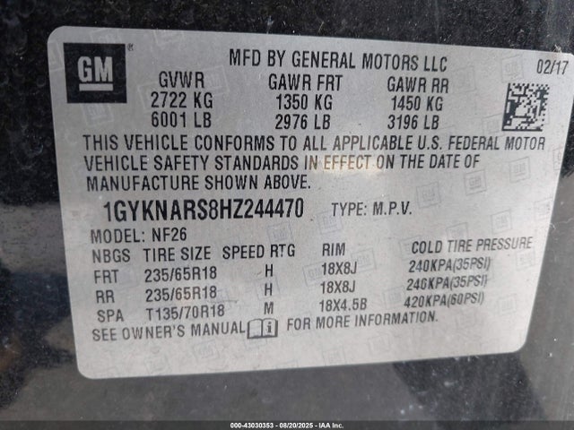 2017 CADILLAC XT5 1GYKNARS8HZ244470 Photo 8