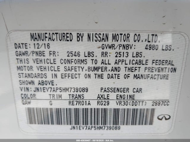 JN1EV7AP5HM739089 Infiniti Q50