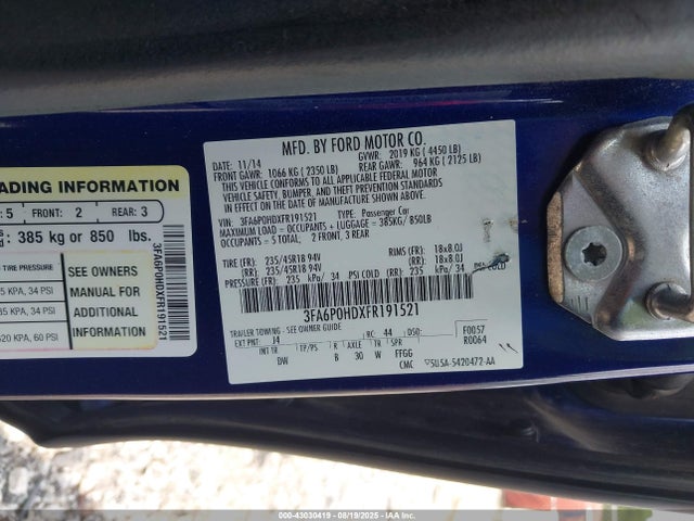 Ford Fusion 2015 3FA6P0HDXFR191521 Image 9