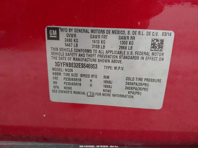2014 CADILLAC SRX 3GYFNBE32ES646953 Photo 8