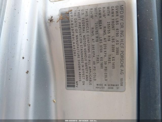 2009 PORSCHE CAYENNE WP1AB29P69LA44282 Photo 8